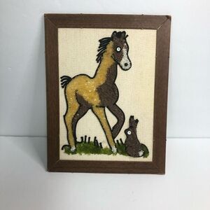 gravel pebble art picture horse and rabbit craft master mosette 7x9 inch 70s